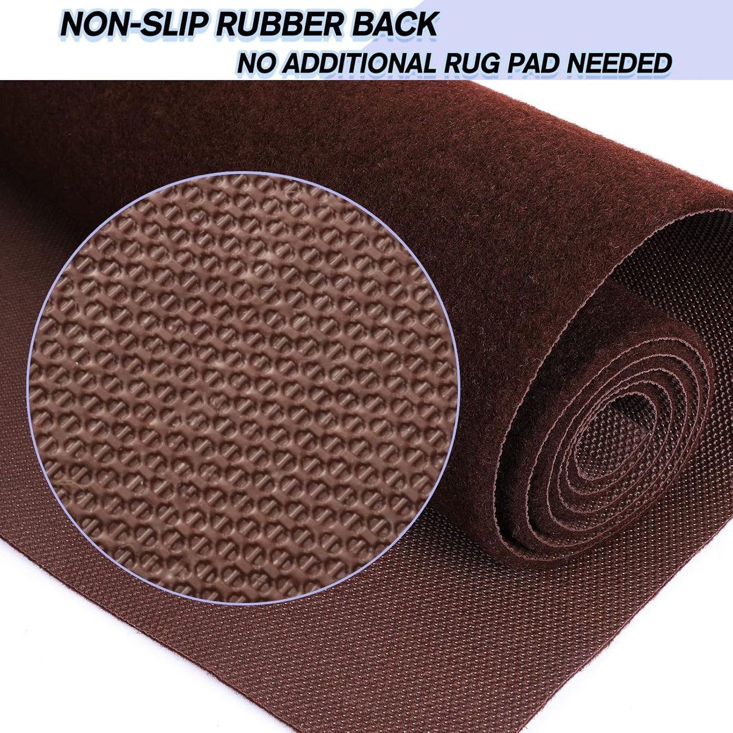 Custom Size Backed Non-Slip Area Rugs Runner, Easy Clean, Waterproof Runner Rugs for Hallway Entryway, Kitchen, Laundry, 4FT x 22FT, Brown