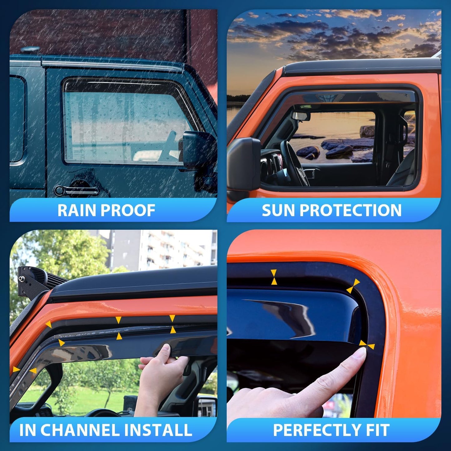 Nilight in Channel Rain Guards for Chevrolet (Chevy) Silverado 1500 Crew Cab/GMC Sierra 1500 Crew Cab 2019 2020 2021 2022 2023 2024 2025 Vent Window Visors-4pcs
