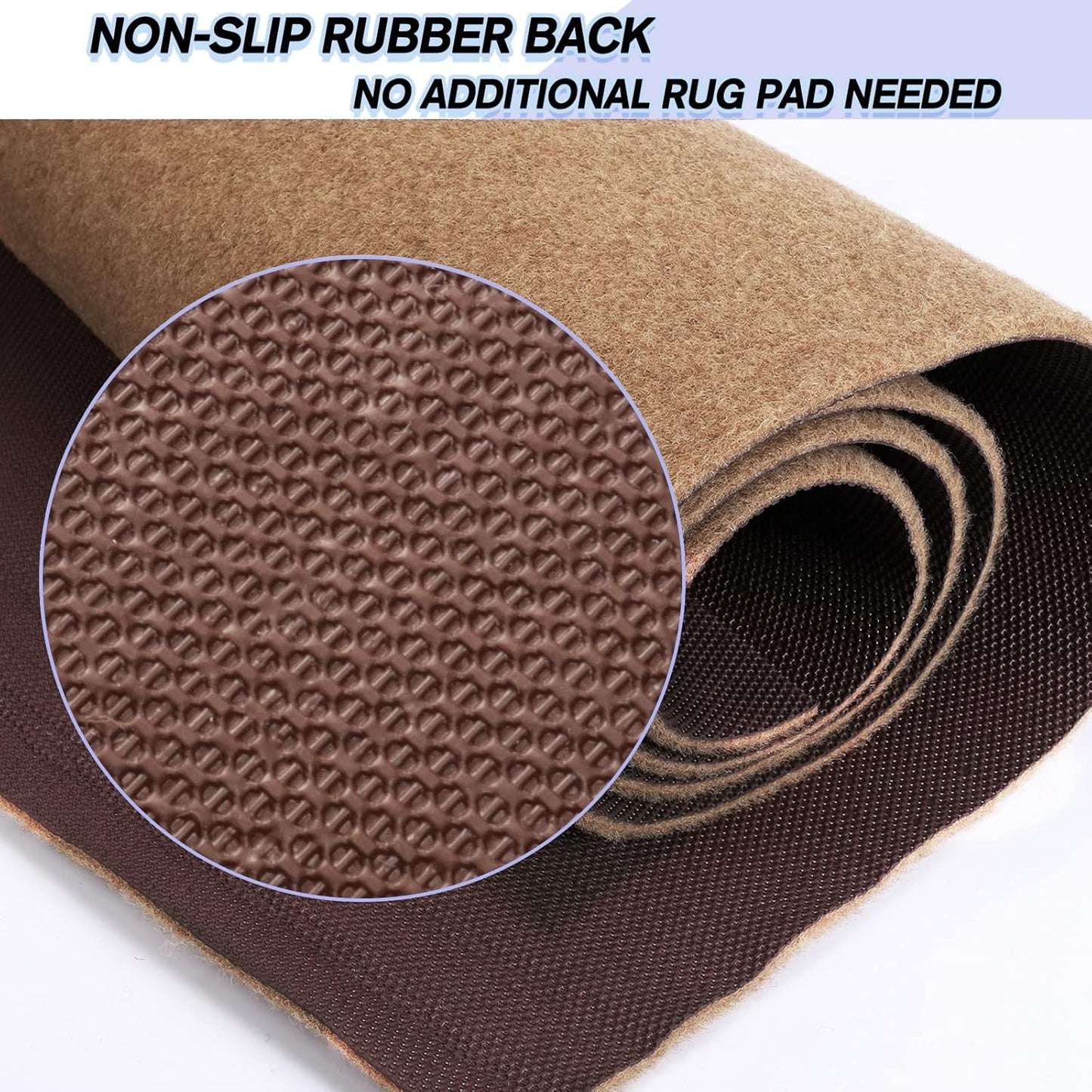 Custom Size Backed Non-Slip Area Rugs Runner, Easy Clean, Waterproof Runner Rugs for Hallway Entryway, Kitchen, Laundry, 2FT x 62FT, Beige