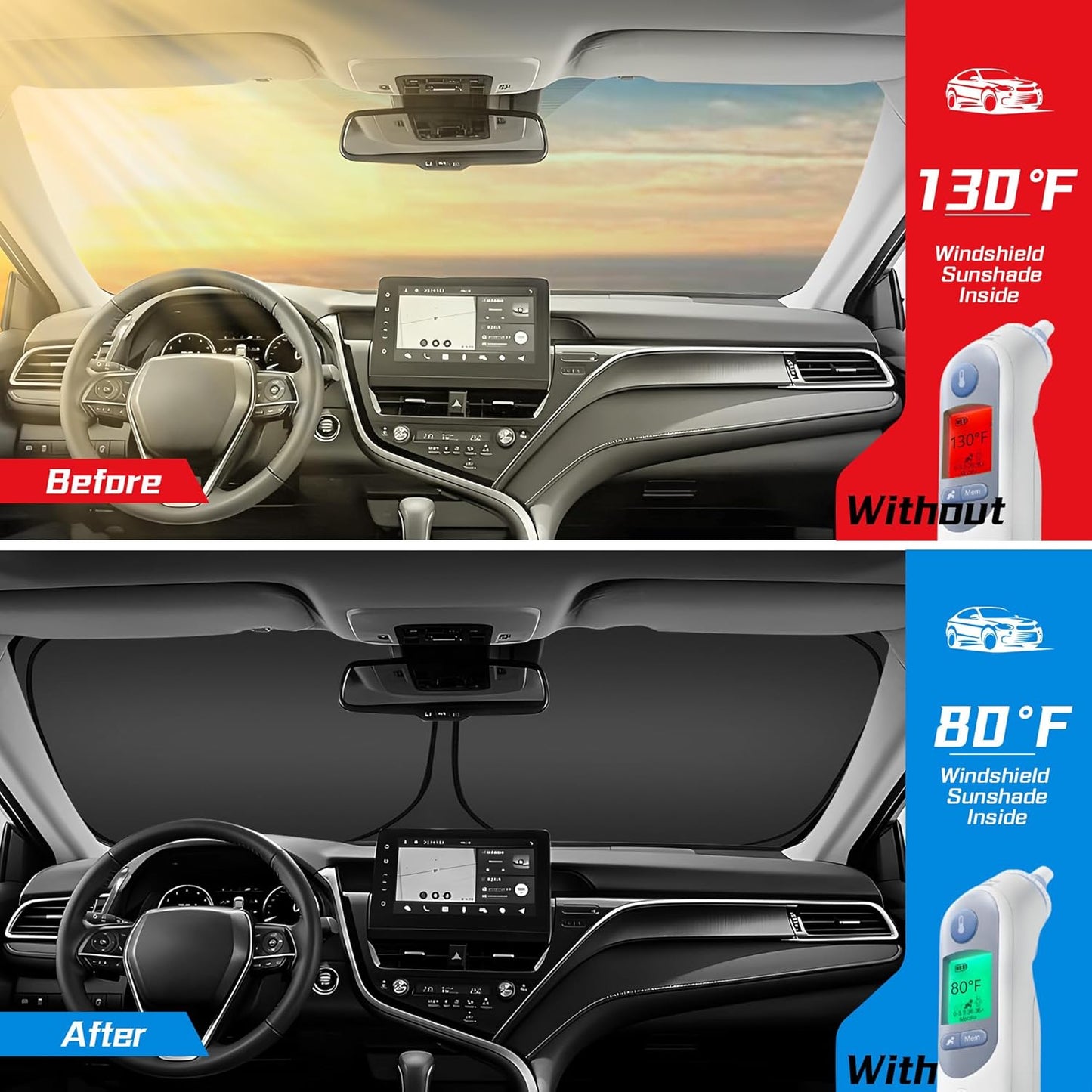 ARISMOTOR Windshield Sun Shade for Ni-ssan Leaf 2018-2025, Custom Fit Foldable Front Window Sunshade Sun Visor Protector, Block UV Rays Keep Your Car Cooler