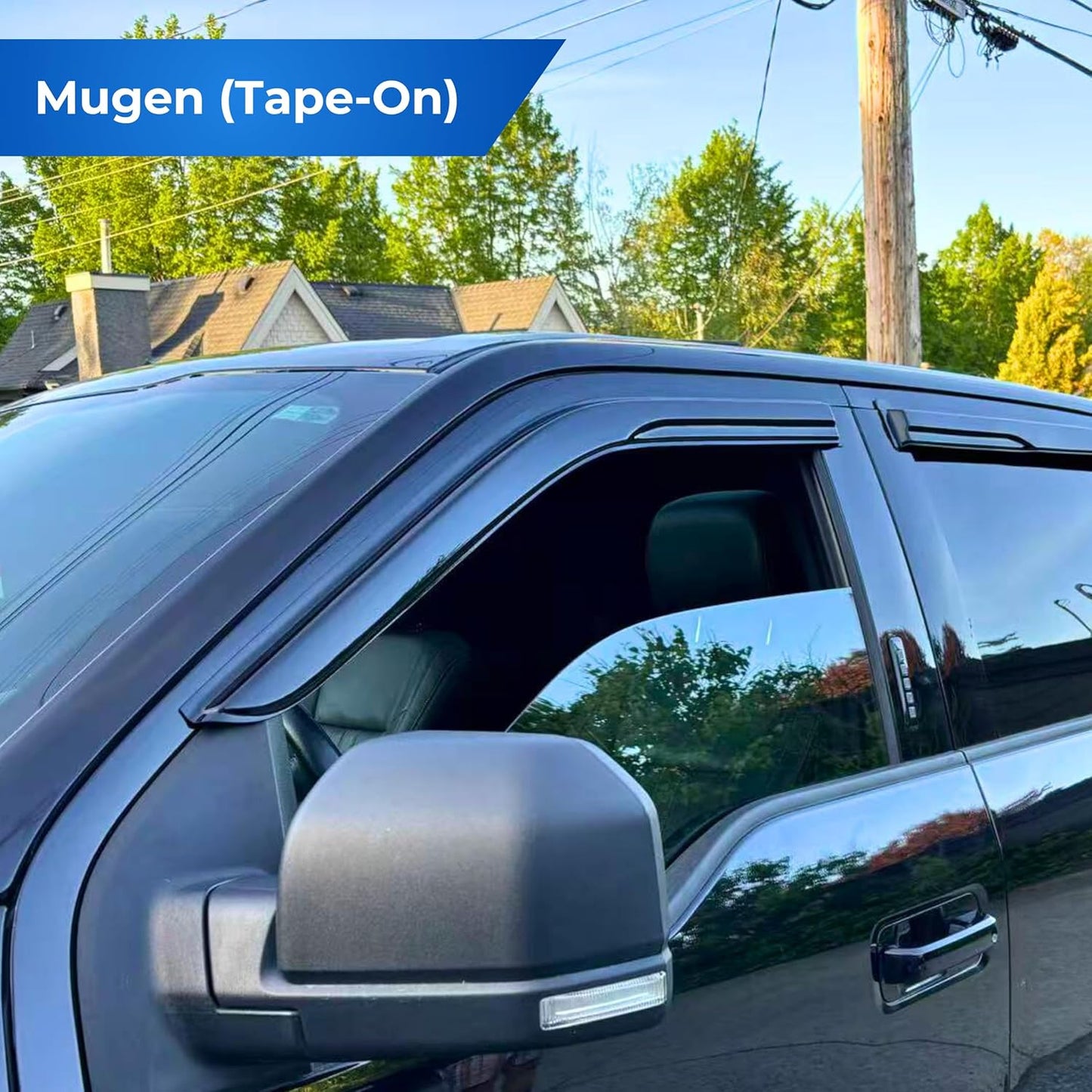 KPY Window Visor Compatible with Toyota 4Runner 2003-2009, 4PC Rain Guard Side Window Vent Deflectors Tape-On Mugen Style, 2003 2004 2005 2006 2007 2008 2009