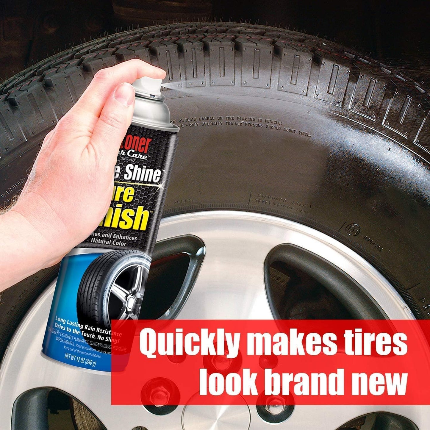 Stoner Car Care 91044-12PK Original More Shine Tire Finish for Tire and Wheel Care Creates a Long-Lasting, Rain-Resistant Tire Shine, Makes Faded Tires Look New, Non-Greasy Formula, 12 Oz, Pack of 12