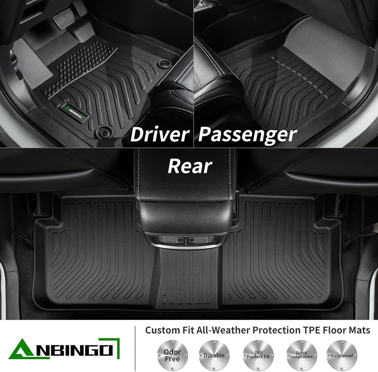 ANBINGO®-Floor Mats & Cargo Liner for Corolla Sedan 2026 2025-2020 (Include Hybrid), (Not Fit Corolla Cross & Hatchback Model) 2026 Corolla Mats TPE All Weather Waterproof Floor Mats for Corolla Black