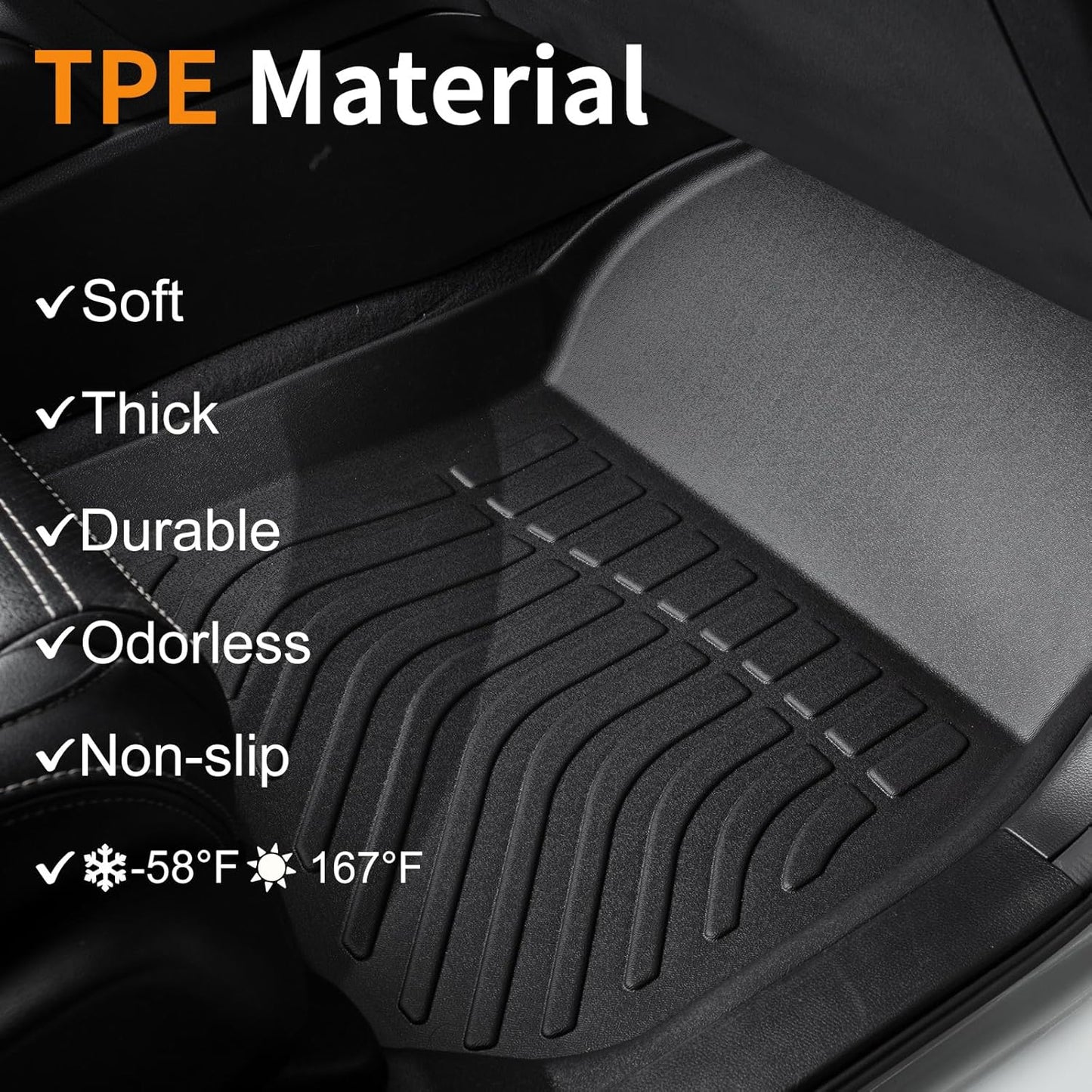 Binmotor-Floor Mats for 2020-2023 Mazda CX-9 6 Passenger(The 2nd Row Bucket Seats Without Center Console), All Weather Car Floor Liners Waterproof Heavy Duty Rubber for CX-9 Accessories
