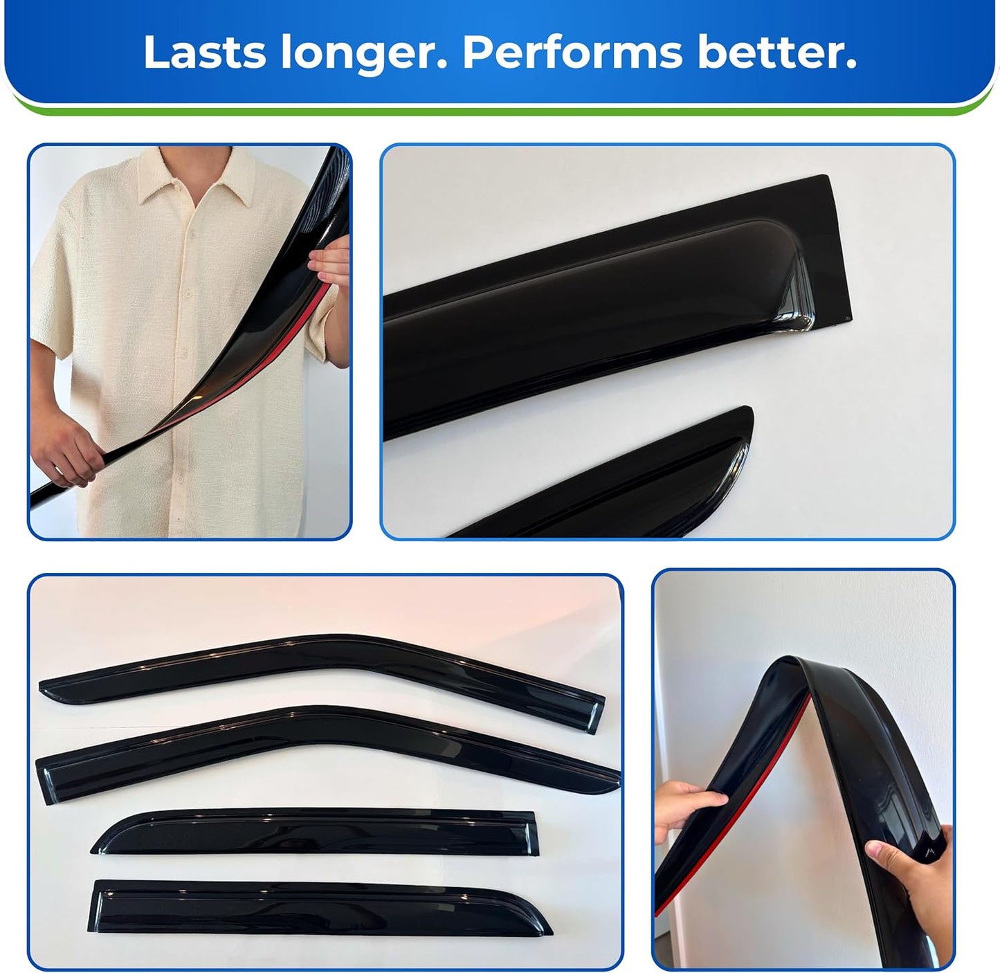 KPY Window Visor Compatible with Toyota Corolla Sedan 2020-2025 (Sedan Only), 4PC Rain Guard Side Window Vent Deflectors Tape-On Mugen Style, 2020 2021 2022 2023 2024 2025