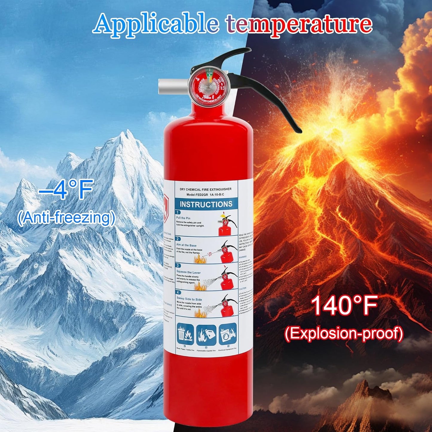 6 Pack Dry Chemical 2.5 lb ABC Fire Extinguishers, Home, Car, Boat Use, 1A:10B:C Rating, Quick Release Handle, Easy to store and Carry Dry Powder Extinguisher