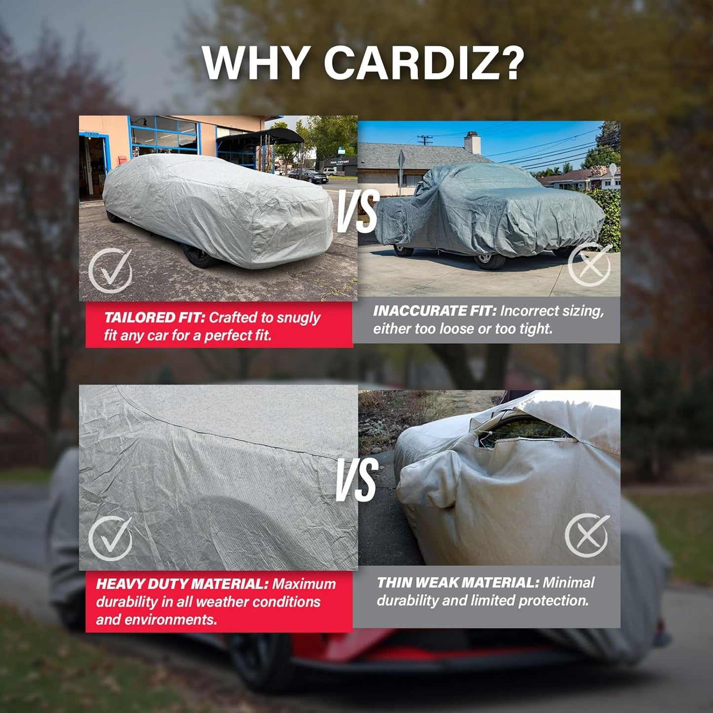 Supreme Full Car Cover - Semi Custom Fit for Chevrolet Tahoe XL SUV (International) 2015-2020 | All-Weather Protection: Waterproof, Dustproof, Windproof, UV-Resistant | Includes Accessories