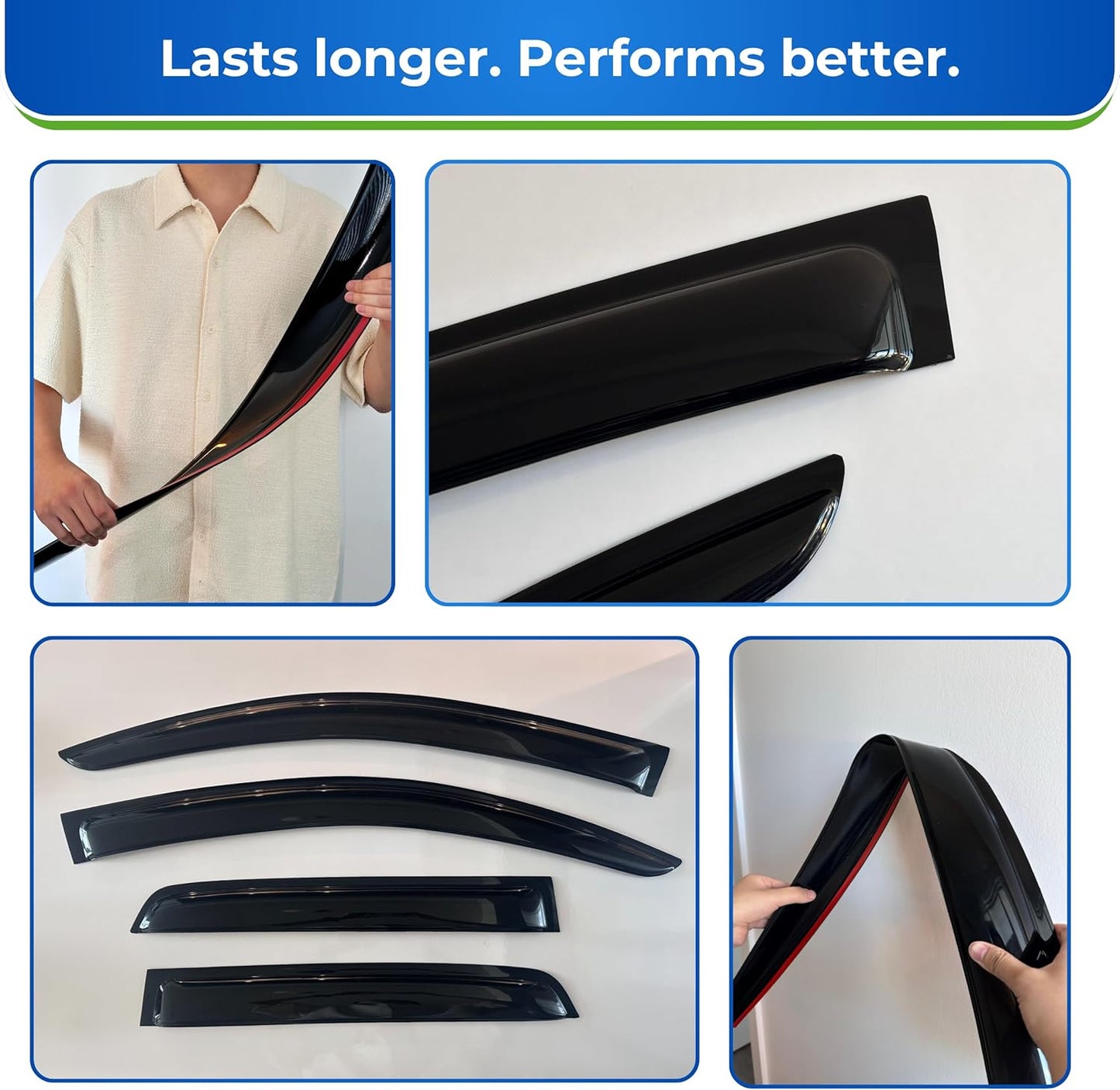 KPY Window Visor Compatible with BMW 3 Series Sedan 2005-2011, 4PC Rain Guard Side Window Vent Deflectors Tape-On Style, 2005 2006 2007 2008 2009 2010 2011 (323 325 328 330 335 M3)