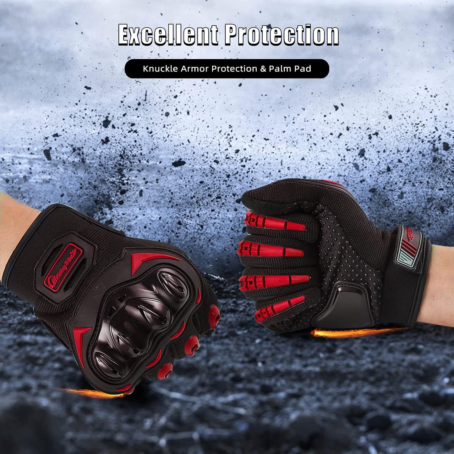 Motorcycle Gloves for Men and Women Full Finger Touchscreen Mountain Dirt Bike Gloves for Powersports BMX ATV MTB Driving Motocross Cycling Gloves(XL, Red)