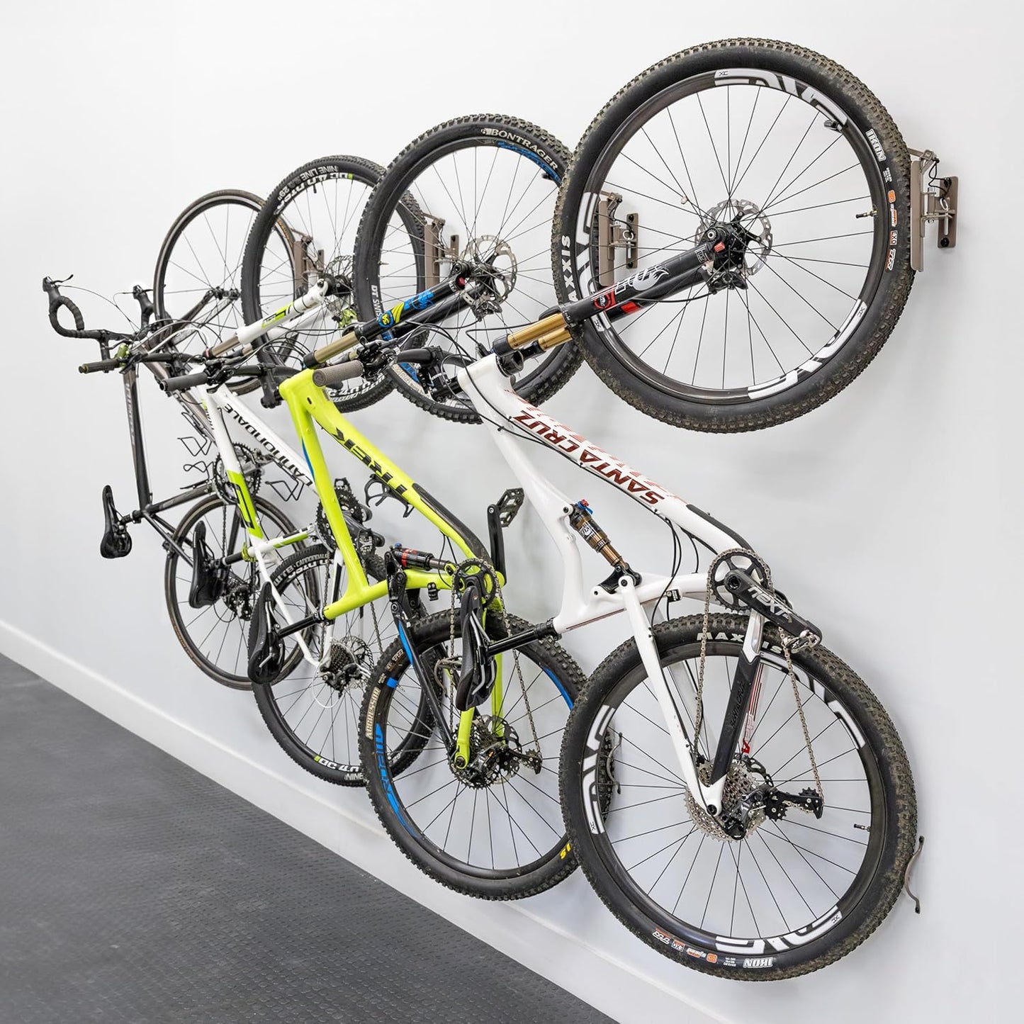 StoreYourBoard Bike Swivel Rack – Wall Mounted Garage Bike Storage, Vertical Hanger with 120° Swing Design & Stopper, Space-Saving Indoor Wall Mount – Fits Kids Bikes, BMX & More