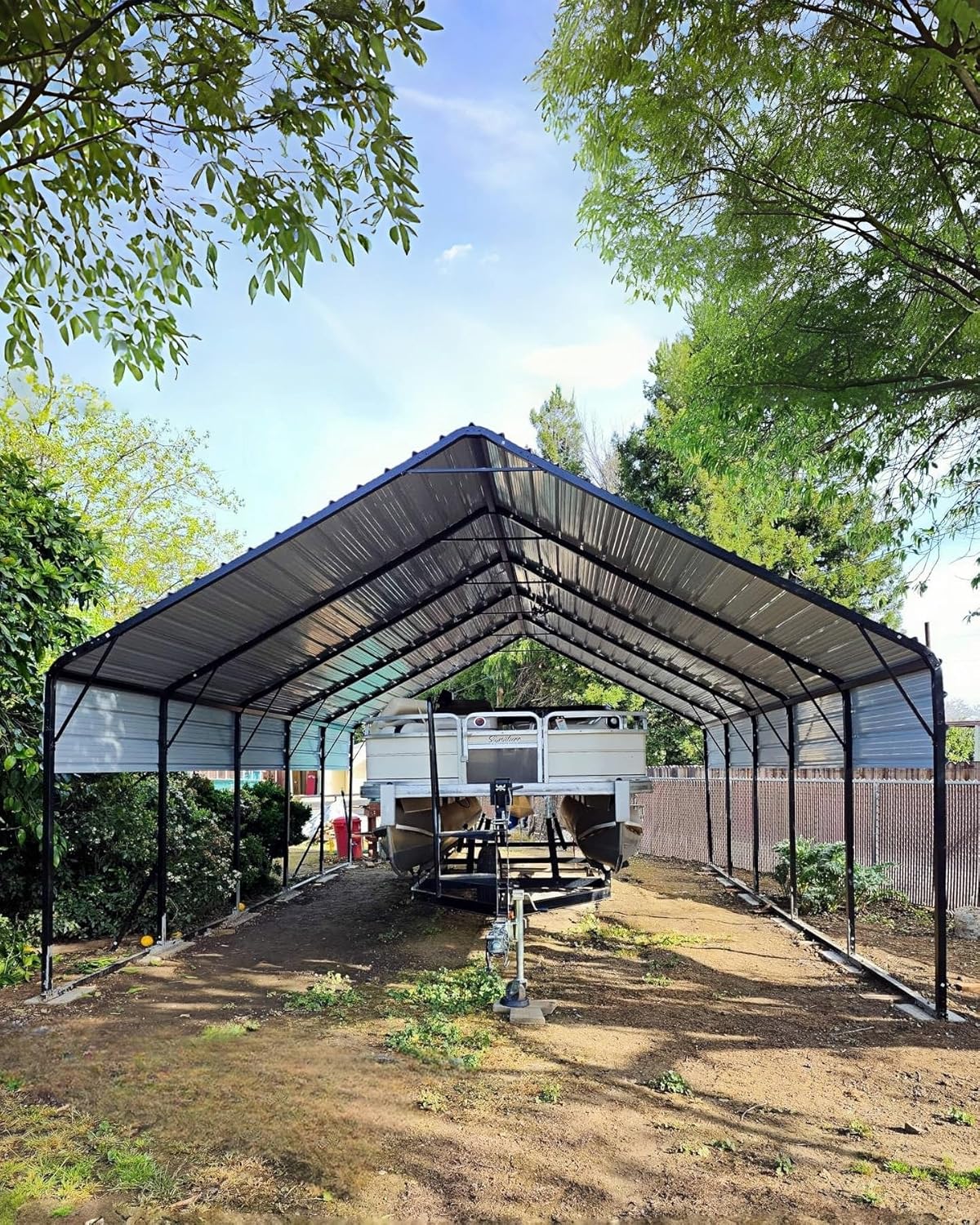 20'x25'x13' Metal Carport for 2 Cars, Heavy Duty Extra Tall Carport for Heavy Snow, Reinforced Frame, Permanent Shelter for Bass Boats, Full-Sized Pickup Trucks, and Tractors, N.W. 980 Lbs