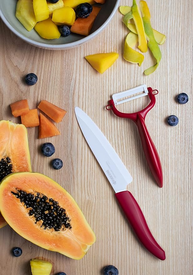 Kyocera Advanced Ceramic Horizontal Y Peeler, Red
